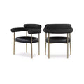 Meridian Furniture, Chaises de salle à manger Blake en cuir végétalien cognac / tissu bouclé, lot de 2