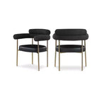 Meridian Furniture, Chaises de salle à manger Blake en cuir végétalien cognac / tissu bouclé, lot de 2