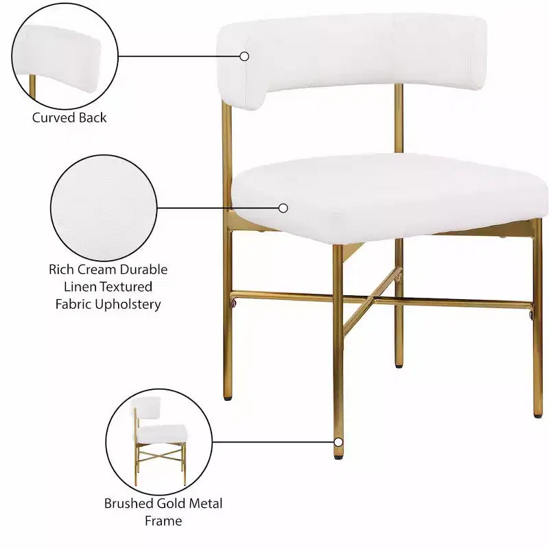 Meridian Furniture, Chaises de salle à manger Rivage en tissu texturé lin durable, lot de 2
