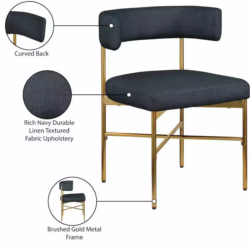 Meridian Furniture, Chaises de salle à manger Rivage en tissu texturé lin durable, lot de 2