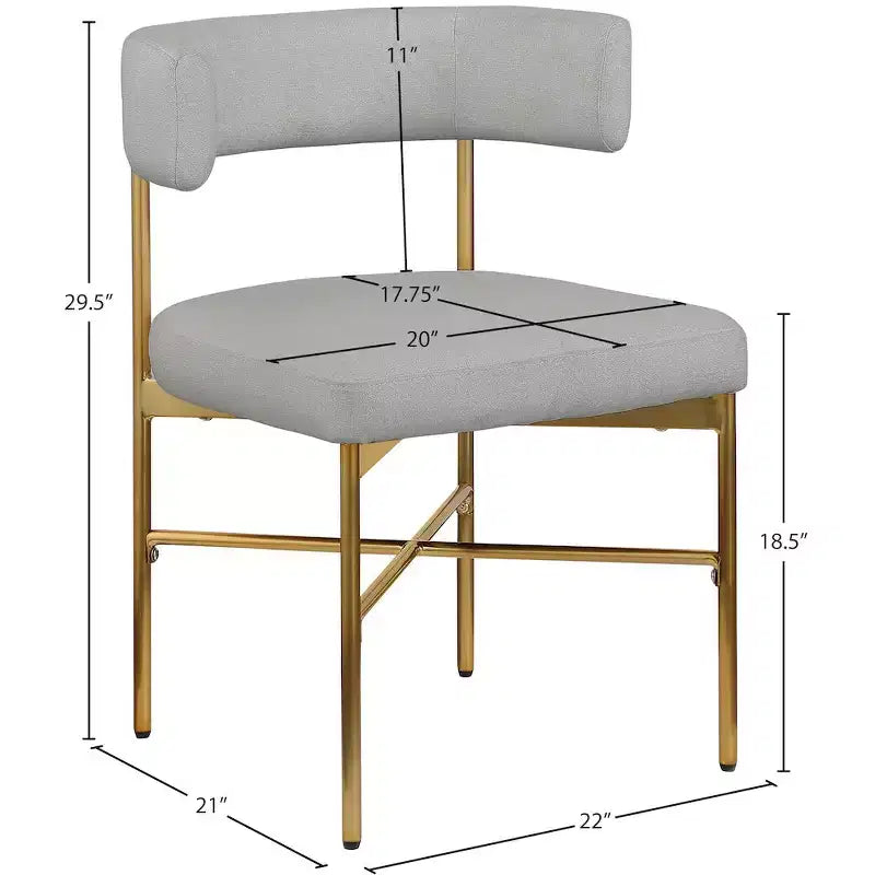 Meridian Furniture, Chaises de salle à manger Rivage en tissu texturé lin durable, lot de 2