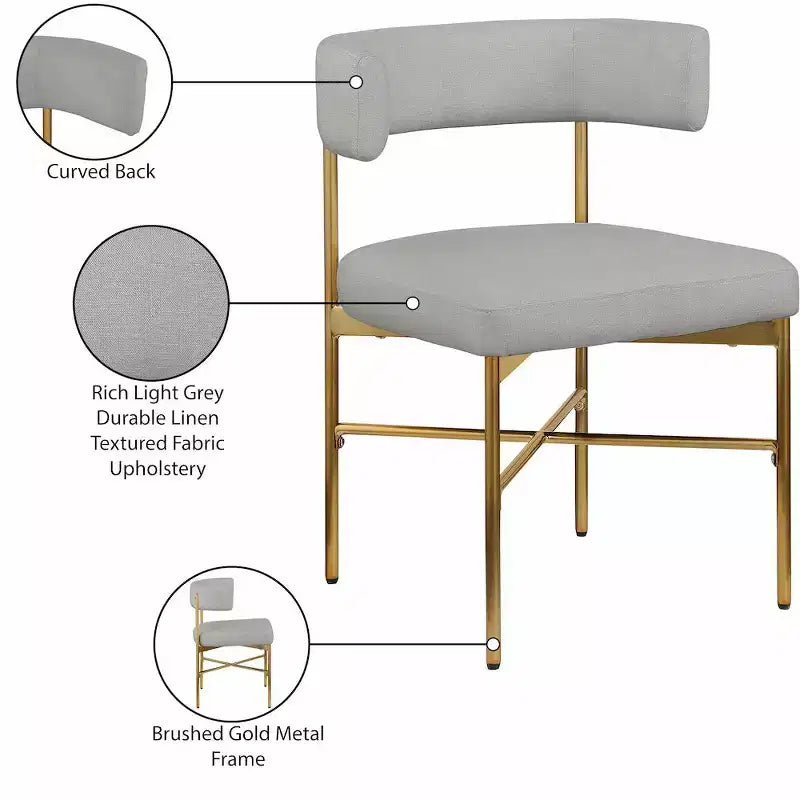 Meridian Furniture, Chaises de salle à manger Rivage en tissu texturé lin durable, lot de 2