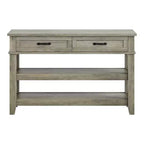 Table de console d'entrée de ferme, Table d'appoint avec 2 tiroirs de rangement, Table de canapé en bois de ferme à 3 niveaux, Table de couloir pour entrée, salon-Gris