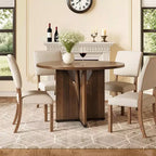 MAYEERTY Round Conference Table with Rich Wood Finish & Sturdy 4-Panel Base