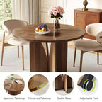 Table de conférence ronde MAYEERTY avec finition en bois riche et base robuste à 4 panneaux