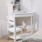 Ensemble bureau et chaise d'étude Kids Corner pour petits espaces, table d'étude en bois avec chaise réglable, huche, tableau en liège, porte-stylos, ensemble de bureau étudiant, blanc