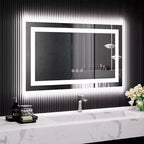 LED Bathroom Mirror with Lights, Front & Backlit Vanity Mirror, Stepless Dimmable, Anti-Fog, 3 Color Temperatures, Shatterproof Design