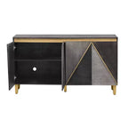 Buffet/Bahut en bois vieilli Whisen avec portes bicolores et étagères réglables