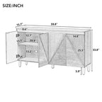 Buffet/Bahut en bois vieilli Whisen avec portes bicolores et étagères réglables