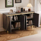 Buffet/Bahut en bois vieilli Whisen avec portes bicolores et étagères réglables