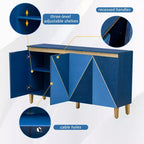 Buffet/Bahut en bois vieilli Whisen avec portes bicolores et étagères réglables