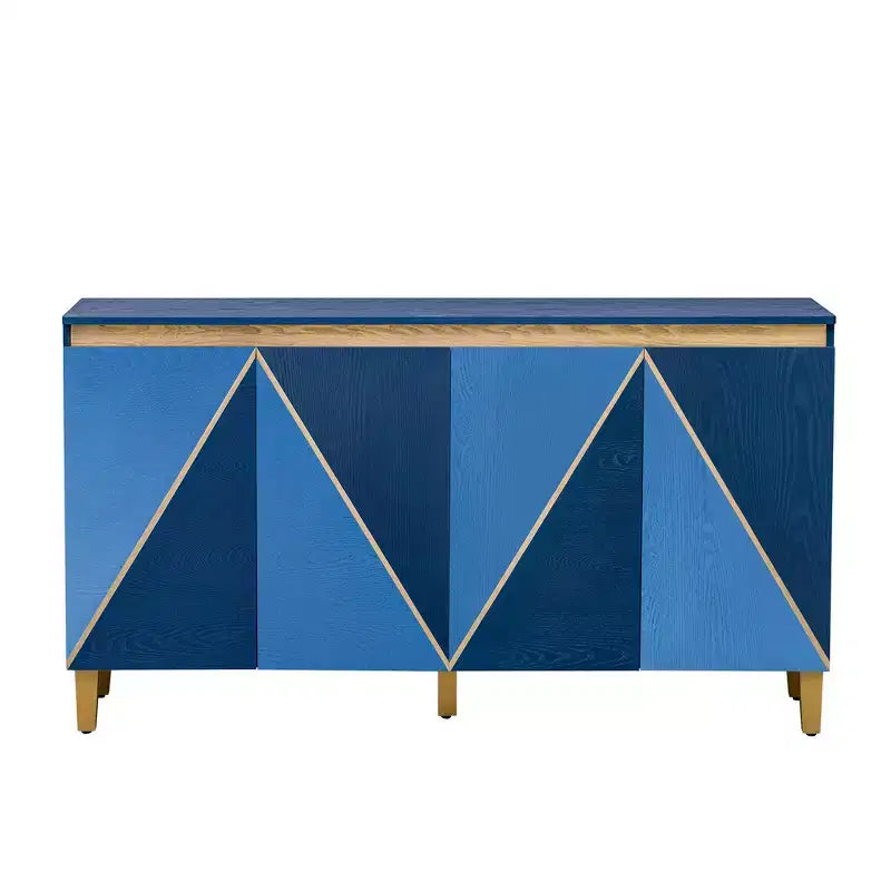 Buffet/Bahut en bois vieilli Whisen avec portes bicolores et étagères réglables