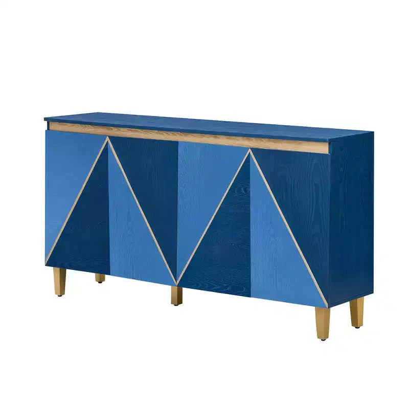 Buffet/Bahut en bois vieilli Whisen avec portes bicolores et étagères réglables