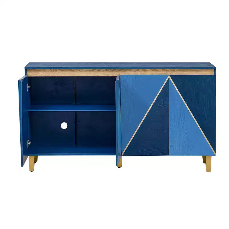 Buffet/Bahut en bois vieilli Whisen avec portes bicolores et étagères réglables