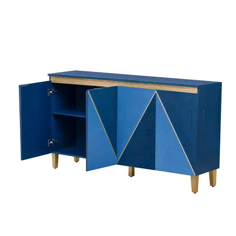 Buffet/Bahut en bois vieilli Whisen avec portes bicolores et étagères réglables