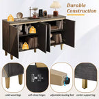 Buffet/Bahut en bois vieilli Whisen avec portes bicolores et étagères réglables