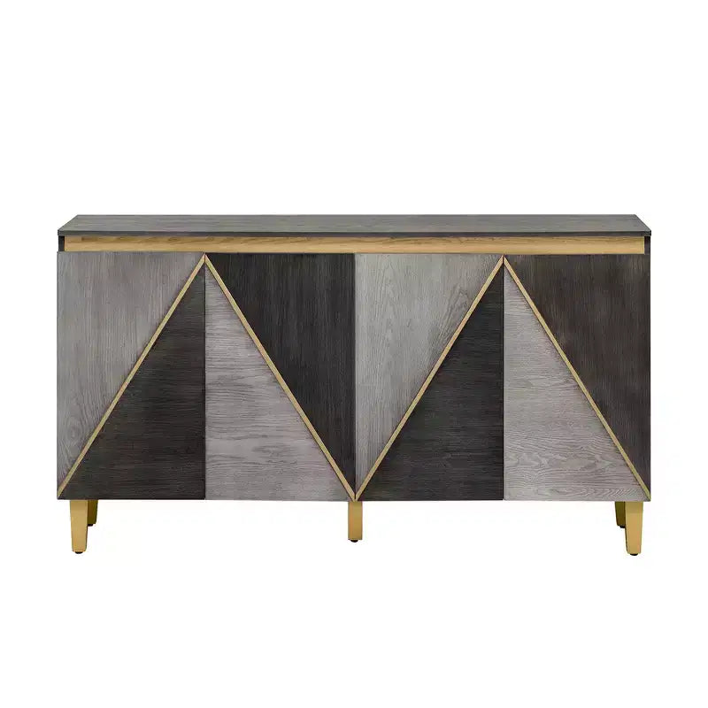 Buffet/Bahut en bois vieilli Whisen avec portes bicolores et étagères réglables