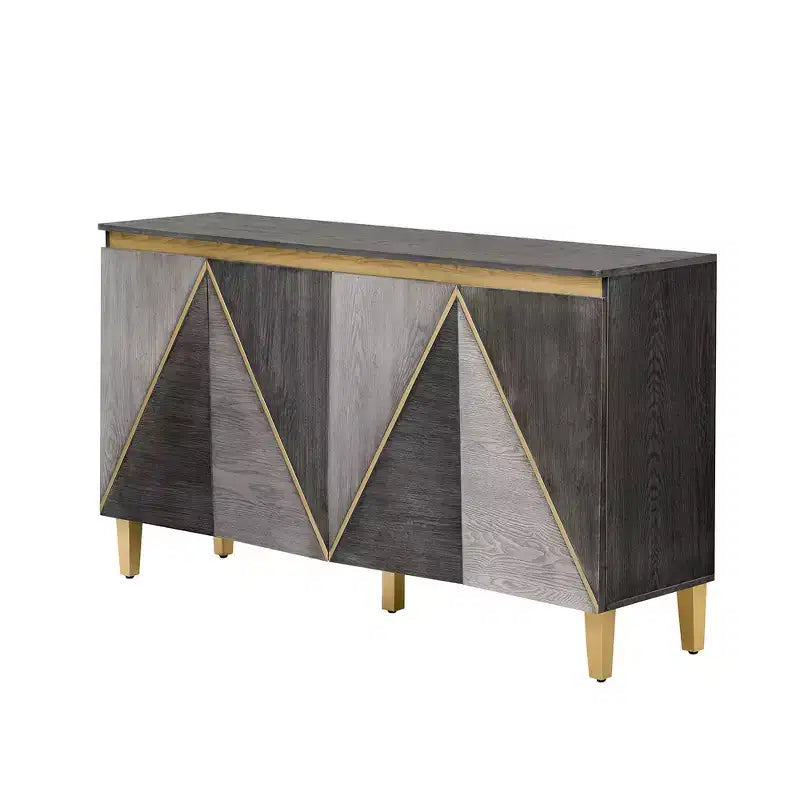 Buffet/Bahut en bois vieilli Whisen avec portes bicolores et étagères réglables