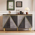 Whisen Vintage Distressed Wood Sideboard Cabinet & Buffet Storage Cabinet with Two-Tone Doors and Adjustable Shelves