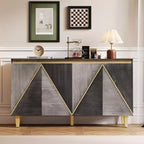 Whisen Vintage Distressed Wood Sideboard Cabinet & Buffet Storage Cabinet with Two-Tone Doors and Adjustable Shelves