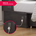 Mjkone Lit Escamotable Queen Size avec Matelas, Lit-Coffre avec Station de Recharge USB, Tiroirs