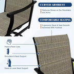 Lot de 2 chaises de salle à manger pivotantes d'extérieur avec dossier en textilène respirant, fauteuils à bascule pivotants de patio pour piscine, pelouse, jardin