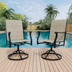 Lot de 2 chaises de salle à manger pivotantes d'extérieur avec dossier en textilène respirant, fauteuils à bascule pivotants de patio pour piscine, pelouse, jardin