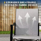 Lot de 2 chaises de salle à manger pivotantes d'extérieur avec dossier en textilène respirant, fauteuils à bascule pivotants de patio pour piscine, pelouse, jardin