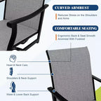 Lot de 2 chaises de salle à manger pivotantes d'extérieur avec dossier en textilène respirant, fauteuils à bascule pivotants de patio pour piscine, pelouse, jardin