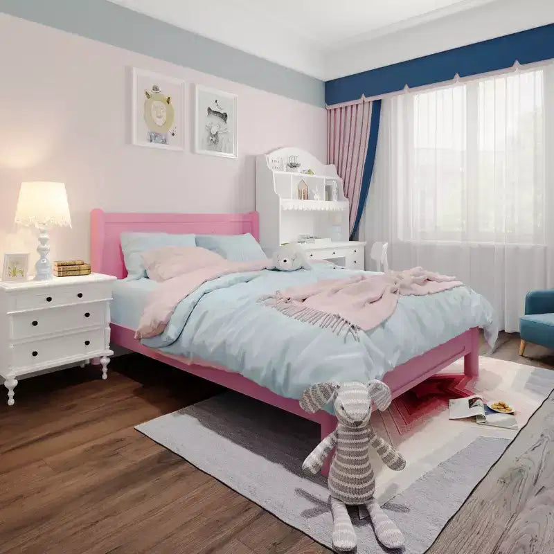 Cadre de lit plateforme en bois massif Pansy GDFStudio avec tête de lit