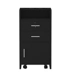 Meuble de rangement à roulettes en bois avec tiroirs et chariot de salon de coiffure Karl Home, noir