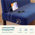 Canapé deux places sans accoudoirs TYBOATLE avec port USB, canapé en velours pour petits espaces, chambre, dortoir, bureau, salon