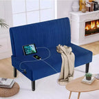 Canapé deux places sans accoudoirs TYBOATLE avec port USB, canapé en velours pour petits espaces, chambre, dortoir, bureau, salon