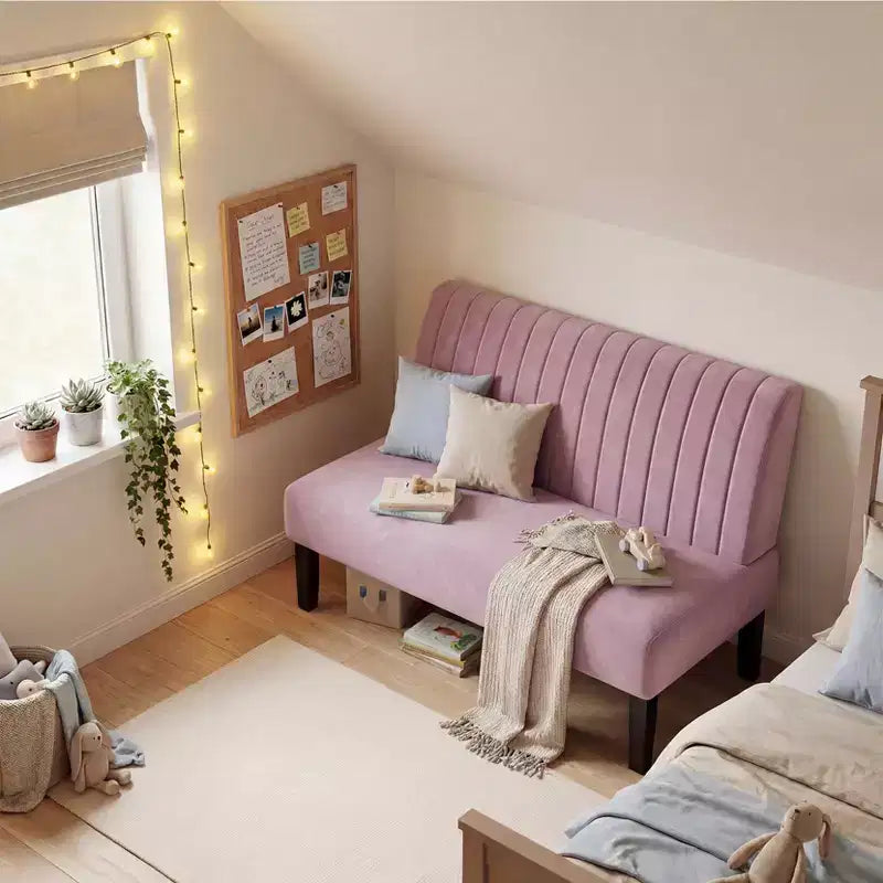Canapé deux places sans accoudoirs TYBOATLE avec port USB, canapé en velours pour petits espaces, chambre, dortoir, bureau, salon