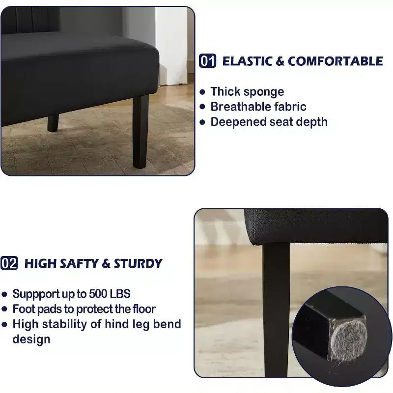 Canapé deux places sans accoudoirs TYBOATLE avec port USB, canapé en velours pour petits espaces, chambre, dortoir, bureau, salon
