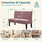 Canapé deux places sans accoudoirs TYBOATLE avec port USB, canapé en velours pour petits espaces, chambre, dortoir, bureau, salon