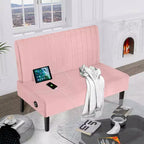 Canapé deux places sans accoudoirs TYBOATLE avec port USB, canapé en velours pour petits espaces, chambre, dortoir, bureau, salon