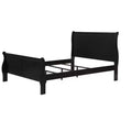 Okak 56 Full Sleigh Bed Solid Wood Youth Bed Frame with Headboard/Footboard, Low Profile Safe Design for Kids Room, Black