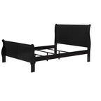 Okak 56 Full Sleigh Bed Solid Wood Youth Bed Frame with Headboard/Footboard, Low Profile Safe Design for Kids Room, Black