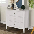 RoyalCraft Modern Fluted Design Dresser with 3 Drawers for Bedroom Storage, White - Chest Organizer Cabinet and Nightstand Furniture Set
