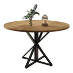 Table à manger ronde pour 4 personnes, table de salle à manger de 120 cm, table circulaire, table de salle à manger avec base en métal robuste, table de cuisine ronde pour salle à manger.