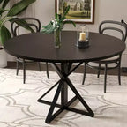 Round Dining Table for 4, 47 Dining Table, Circle Table, Dining Room Table with Heavy Duty Metal Base, Round Kitchen Table for Kitchen Dinning Room