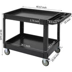 Chariot de service utilitaire à 2 étagères 227 kg, chariot à outils roulant robuste à 2 niveaux sur roues pour entrepôt, garage, cuisine, 4525