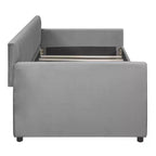 Lit de repos rembourré simple avec tiroirs, support à lattes en bois, gris