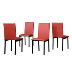 Okak – Lot de 4 chaises de salle à manger modernes, cadre en métal sans accoudoirs et assises en similicuir, chaises d'appoint rembourrées pour cuisine et salle à manger