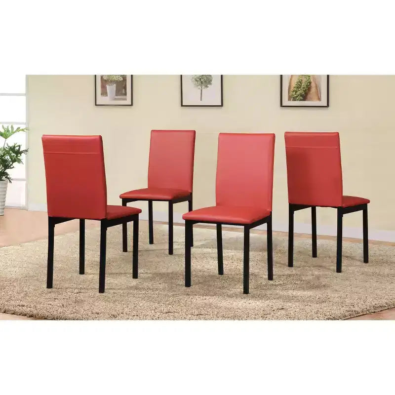 Okak – Lot de 4 chaises de salle à manger modernes, cadre en métal sans accoudoirs et assises en similicuir, chaises d'appoint rembourrées pour cuisine et salle à manger