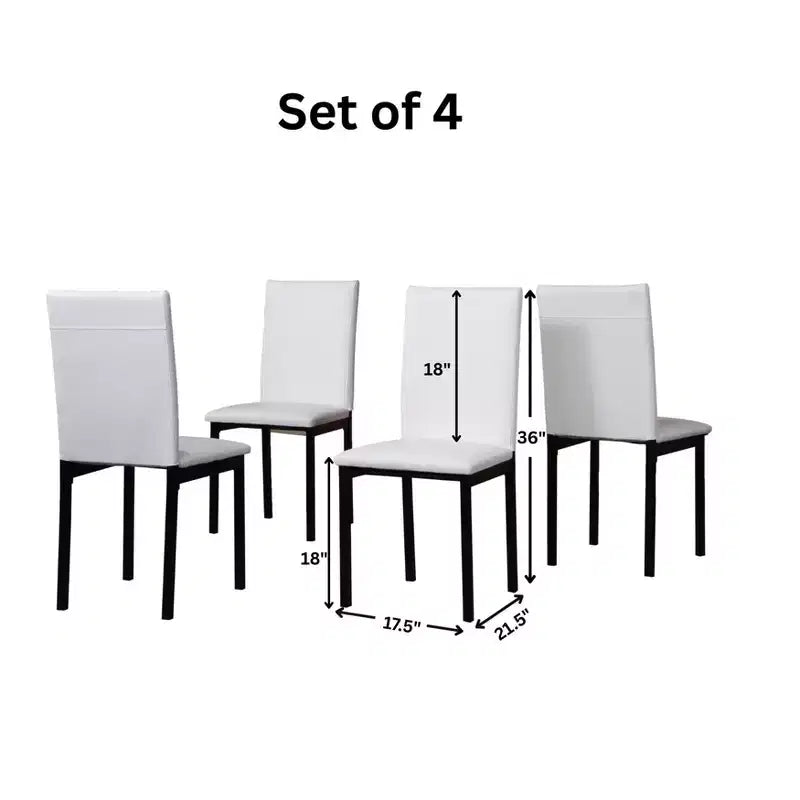 Okak – Lot de 4 chaises de salle à manger modernes, cadre en métal sans accoudoirs et assises en similicuir, chaises d'appoint rembourrées pour cuisine et salle à manger