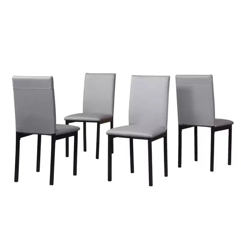 Okak – Lot de 4 chaises de salle à manger modernes, cadre en métal sans accoudoirs et assises en similicuir, chaises d'appoint rembourrées pour cuisine et salle à manger