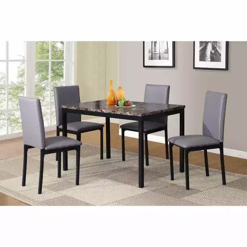 Okak – Lot de 4 chaises de salle à manger modernes, cadre en métal sans accoudoirs et assises en similicuir, chaises d'appoint rembourrées pour cuisine et salle à manger