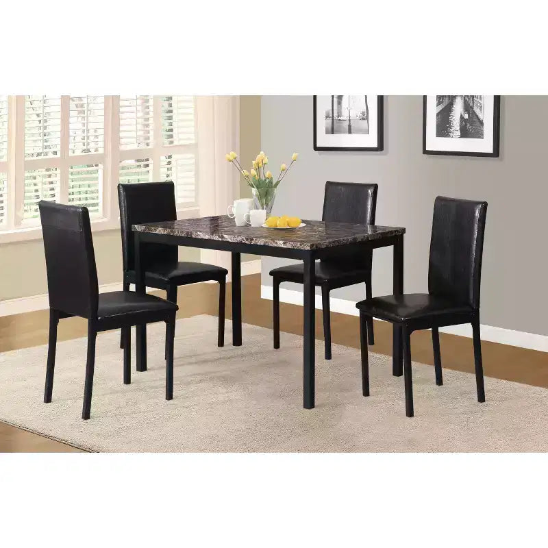 Okak – Lot de 4 chaises de salle à manger modernes, cadre en métal sans accoudoirs et assises en similicuir, chaises d'appoint rembourrées pour cuisine et salle à manger